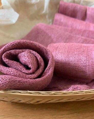 Mimi pink silk face towel naturally dyed with cánh kiếm