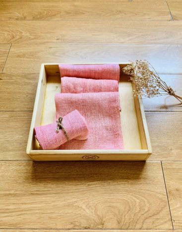 Mimi bright pink face towel – khăn mặt lụa đũi tơ tằm nhuộm màu pháng