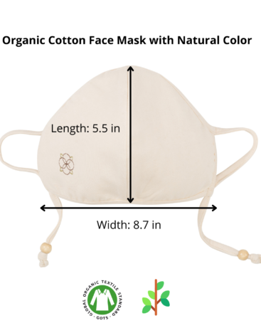 Mimi GOTS organic cotton face mask measurement